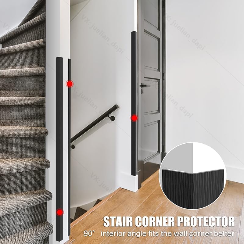 Frychee ‎ Wall Corner Protector, Walls Edge Protector，Self-Adhesive Wall Corner Guards,PVC Double Side Edge Protector， Furniture Stairs Guard (Black Wood Grain 2PCS 100cm/39.37in) - Image 2